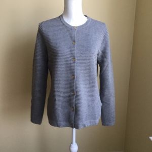 Lands' End Gray Cardigan, Sz Small, Button Front